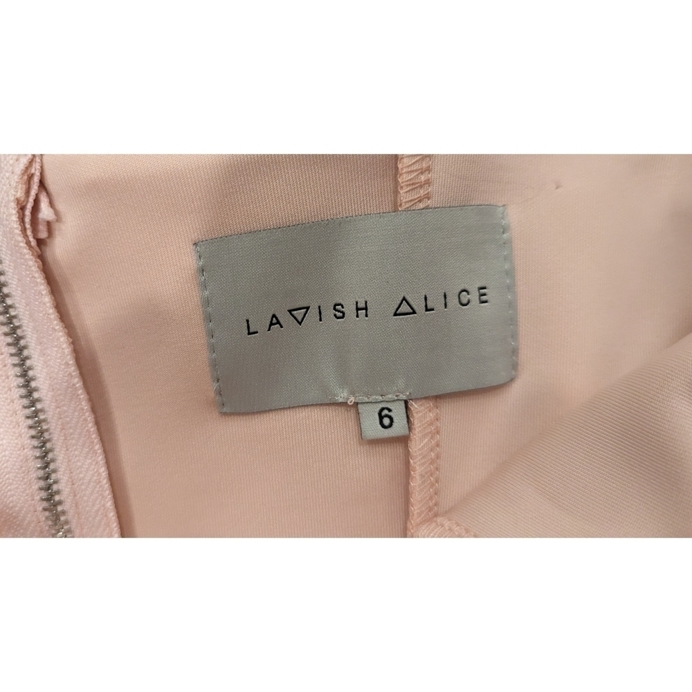 Lavish Alice Blush Ruffle Top Crossback Strap Dress Size 2 - Picture 8 of 8